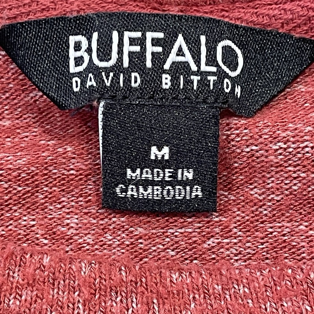 Buffalo David Bitton LS Sweater Shirt Mens M Rust Brown Crew Neck Chore Cowboy - Picture 8 of 12